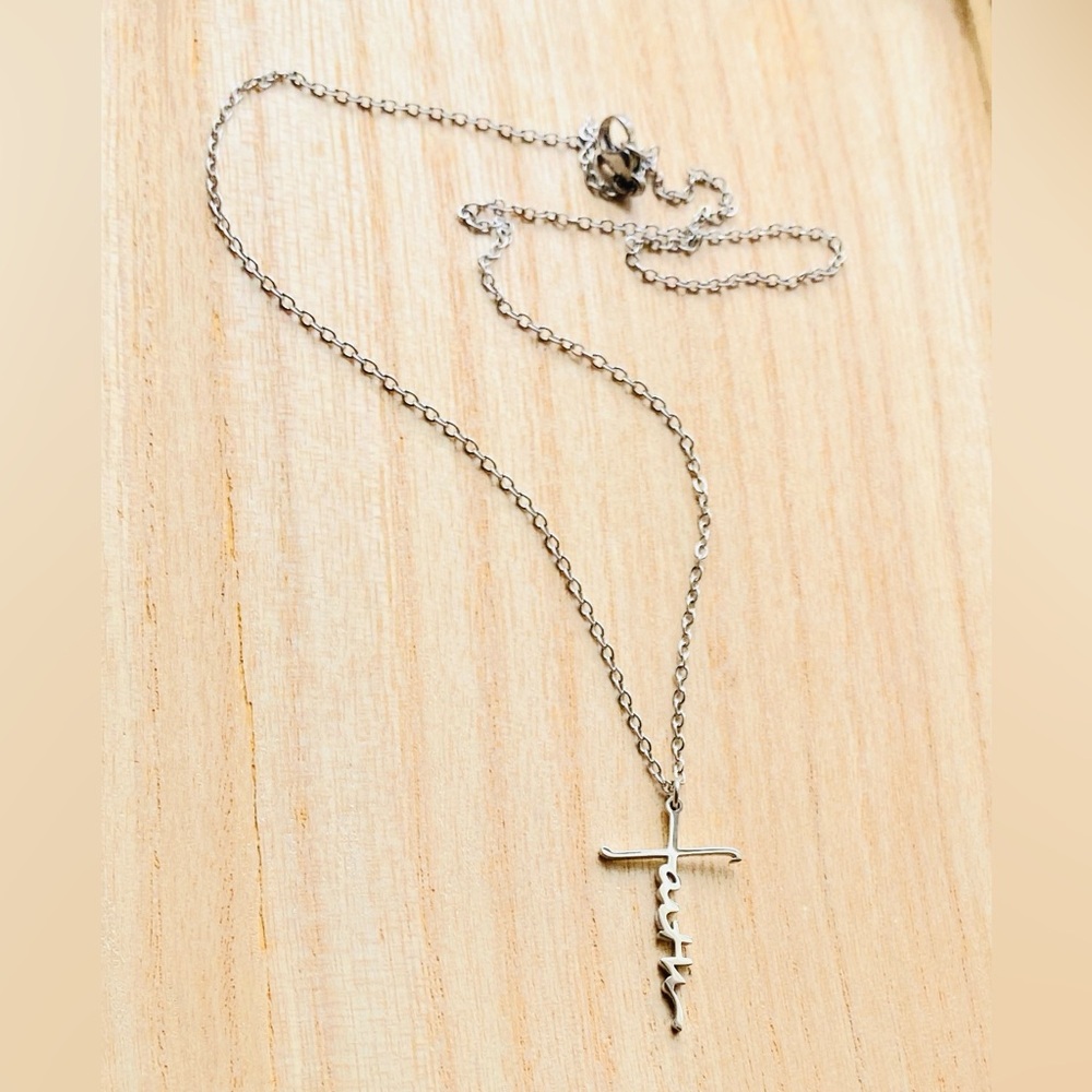 Stainless Steel Faith Necklace 17” Chain